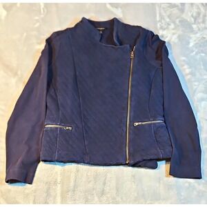 Banana Republic Women's Navy Quilted Full Zip Jacket Long Sleeve Size M